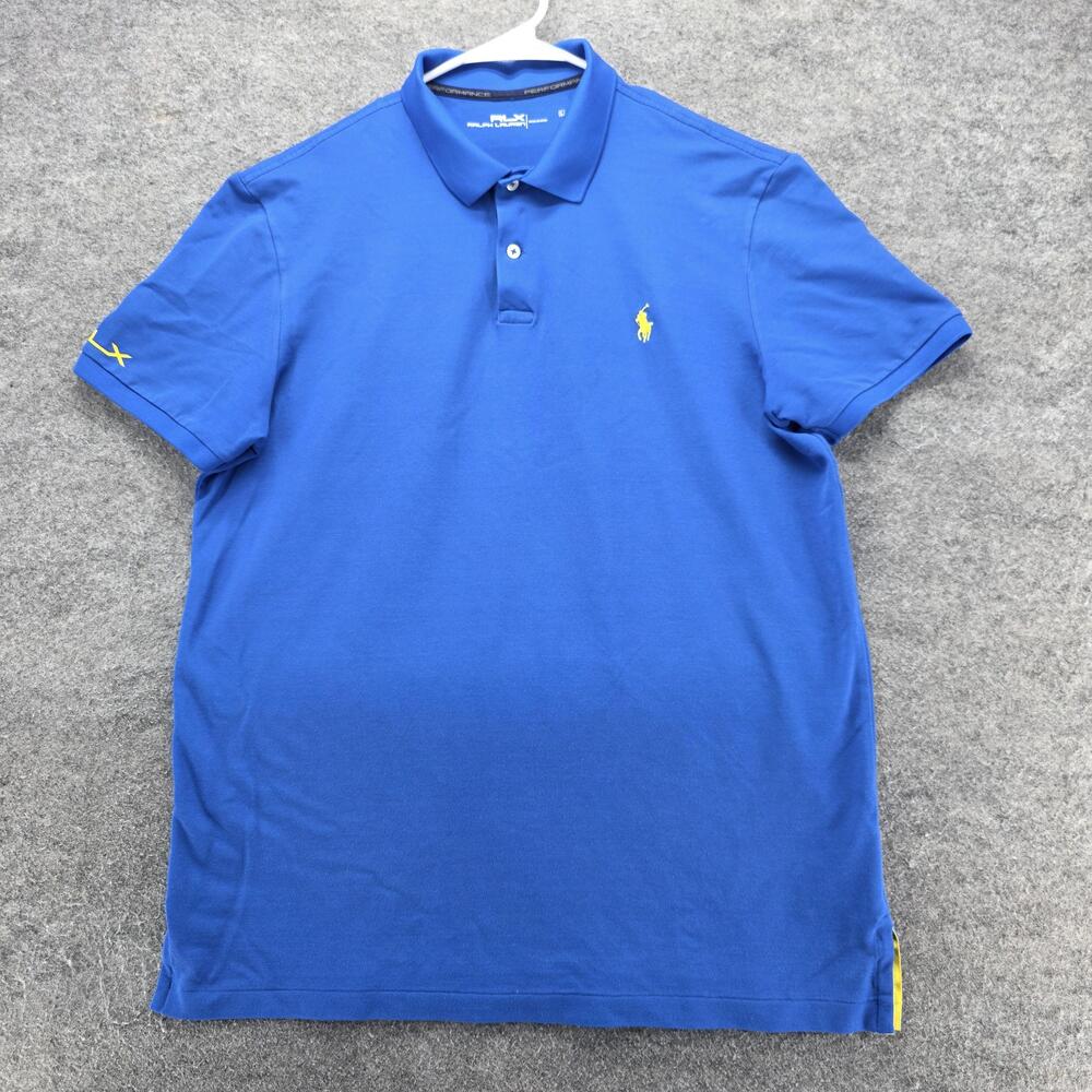 RLX Ralph Lauren Polo Shirt Mens L Blue Golf Moisture Wicking Breathable